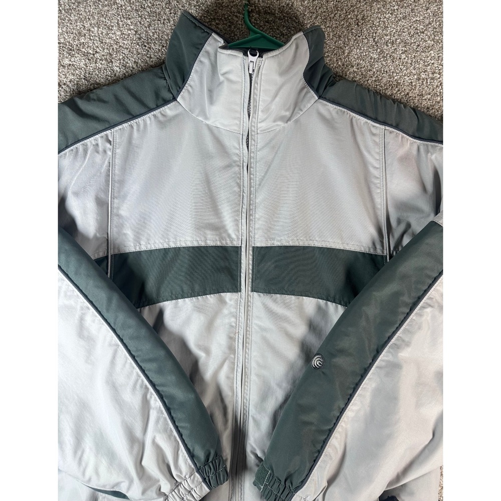 Columbia Convert Mens Medium Grey Green Fleece Lined Full Zip Ski Jacket Vintage